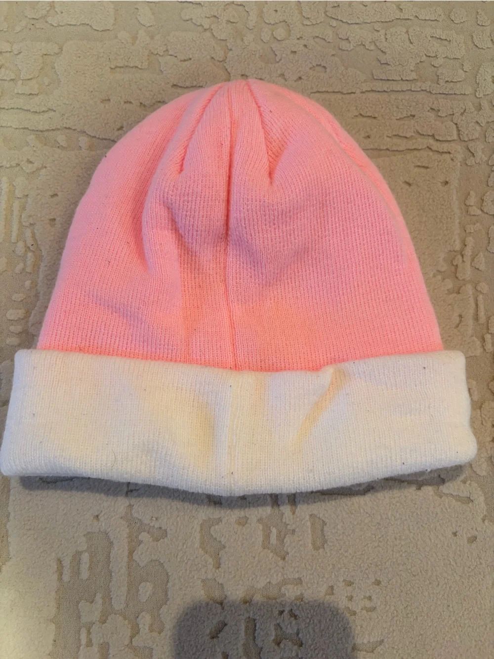 Champion Light Pink Knit Beanie with White Cuff